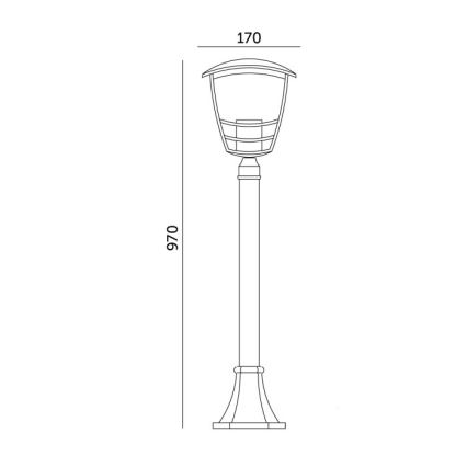 Vonkajšia lampa TEVIO 1xE27/60W/230V IP54 97 cm čierna