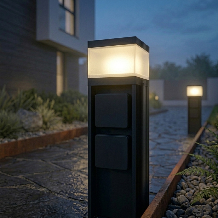 Vonkajšia lampa VESPER s 2 zásuvkami, 1xG9/5W/230V, IP44, 30 cm, čierna