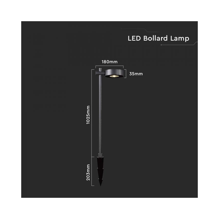 Vonkajšia LED lampa LED/7W/230V 4000K IP65 čierna 102 cm