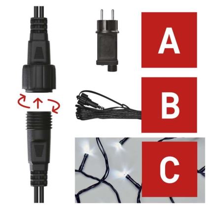 Vonkajšia LED reťaz 100xLED/15m IP44 studená biela