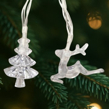 Vonkajšia LED reťaz 20xLED/2xAA 2,2 m IP44 viacfarebné stromčeky a soby