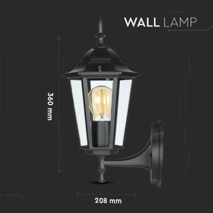 Vonkajšia nástenná lampa 1xE27/40W/230V IP44 čierna