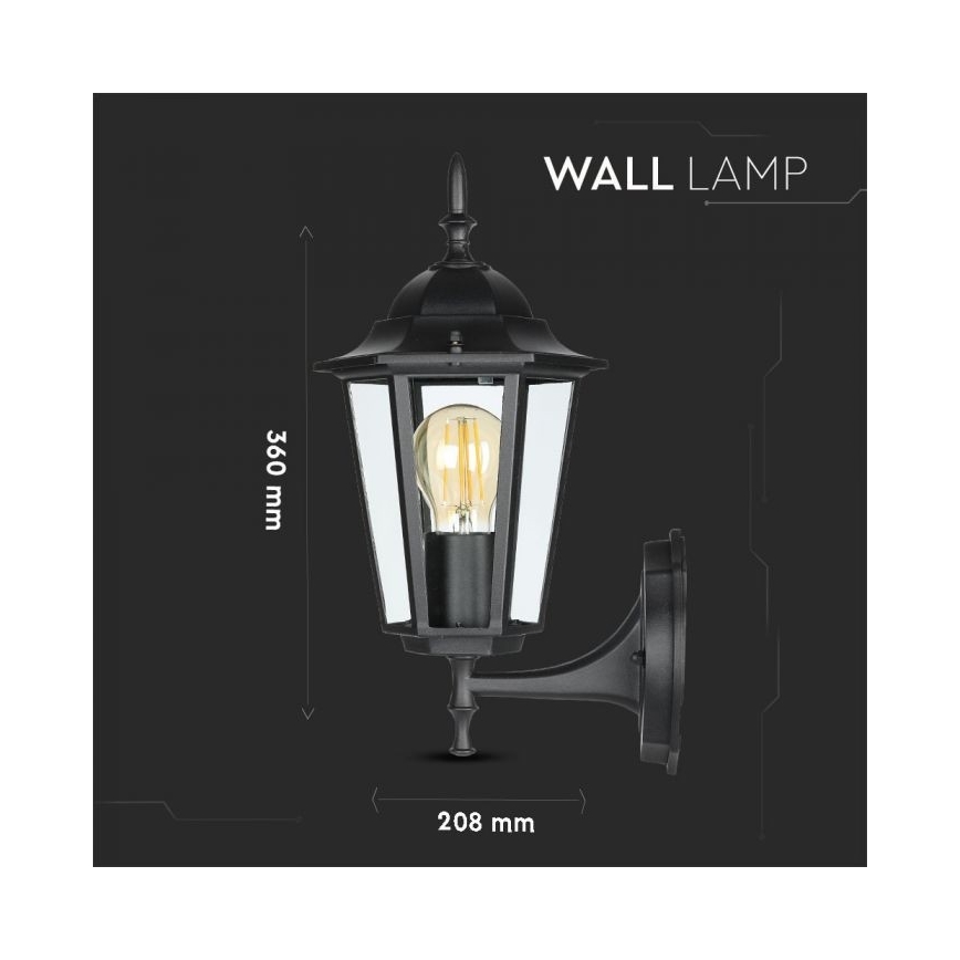 Vonkajšia nástenná lampa 1xE27/40W/230V IP44 čierna