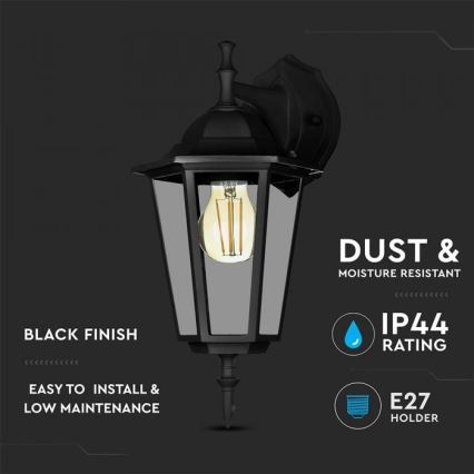 Vonkajšia nástenná lampa 1xE27/40W/230V IP44 čierna