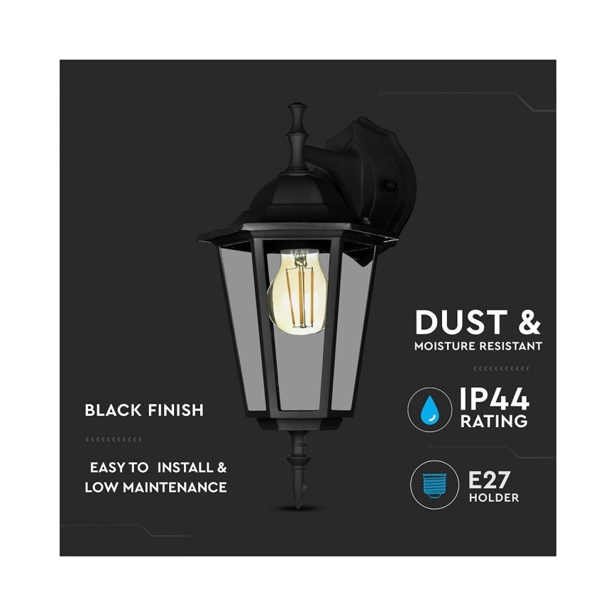 Vonkajšia nástenná lampa 1xE27/40W/230V IP44 čierna