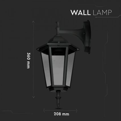 Vonkajšia nástenná lampa 1xE27/40W/230V IP44 čierna