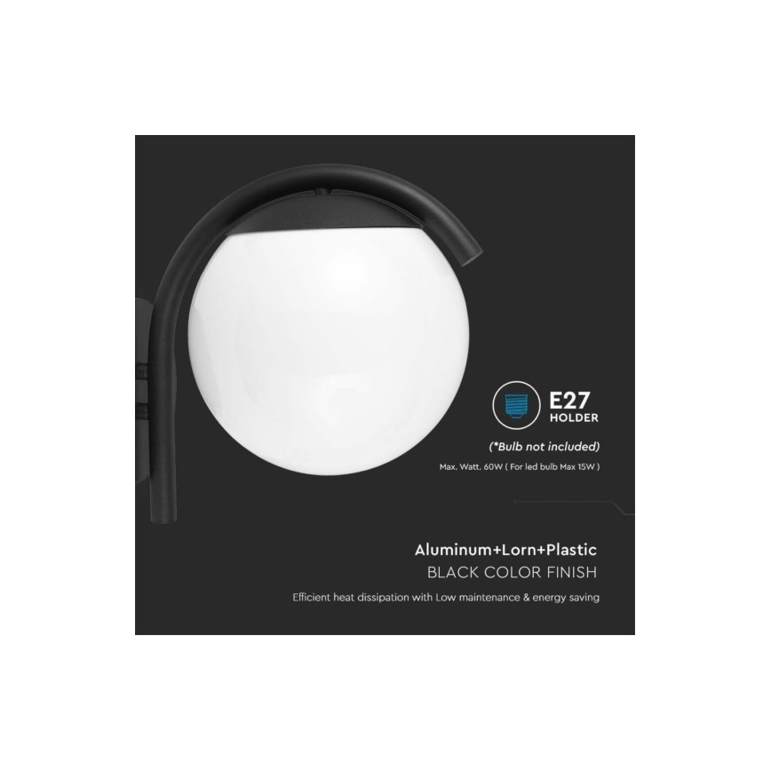 Vonkajšia nástenná lampa 1xE27/60W/230V IP44 čierna