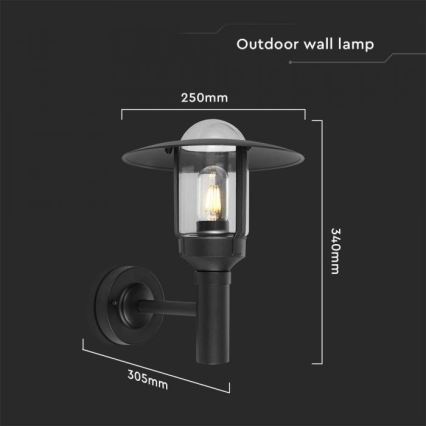 Vonkajšia nástenná lampa 1xE27/60W/230V IP44 čierna