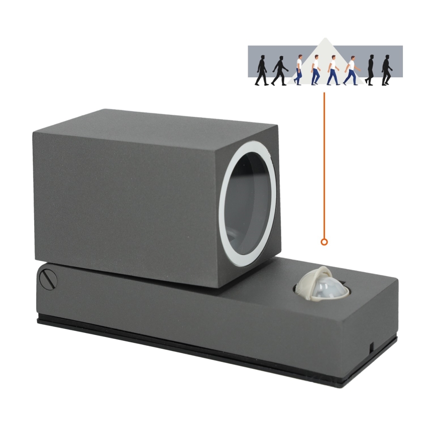 Vonkajšie nástenné svietidlo so senzorom QUAZAR 1xGU10/35W/230V IP44 šedá
