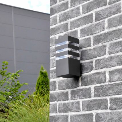 Vonkajšie nástenné svietidlo TEKSAS 1xE27/12W/230V IP44 grafit