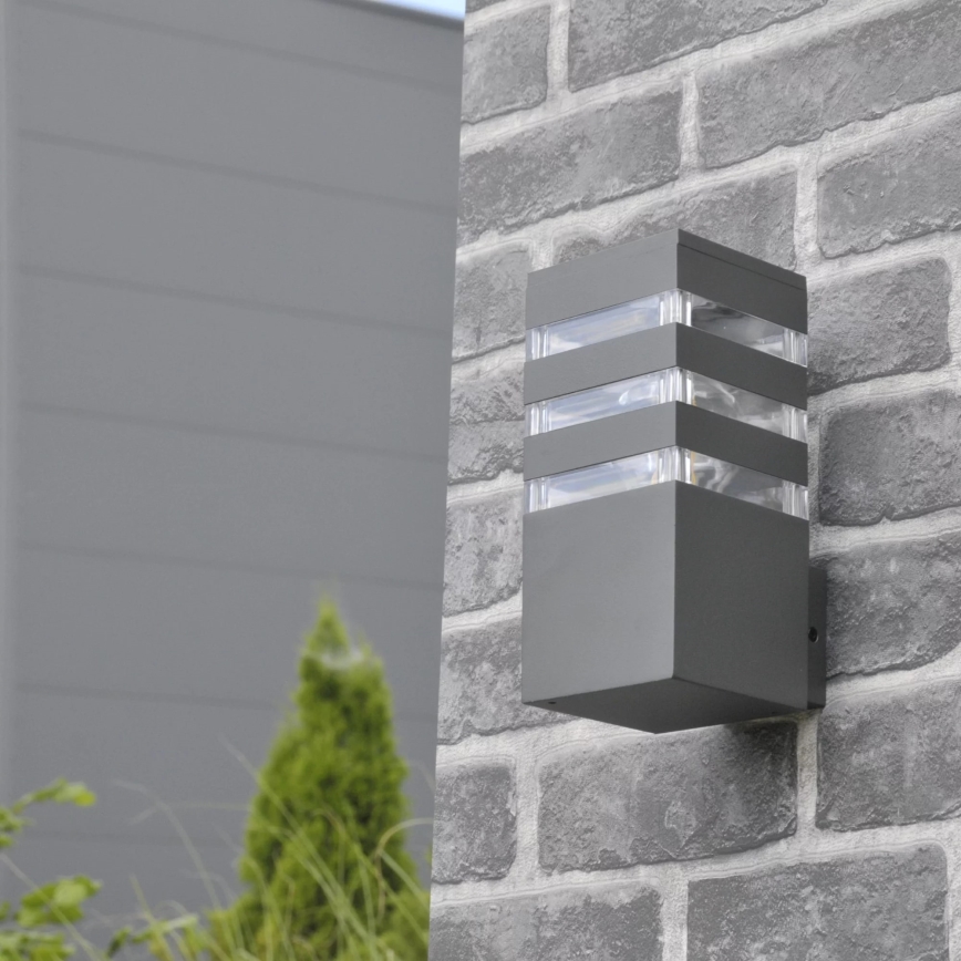 Vonkajšie nástenné svietidlo TEKSAS 1xE27/12W/230V IP44 grafit