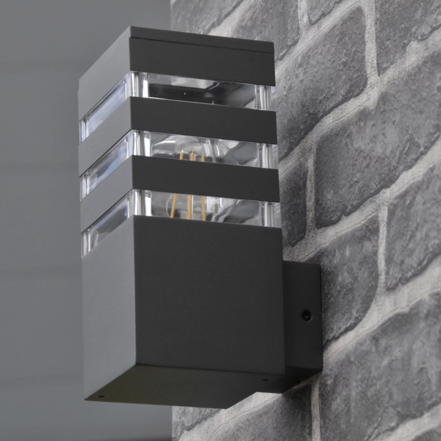 Vonkajšie nástenné svietidlo TEKSAS 1xE27/12W/230V IP44 grafit