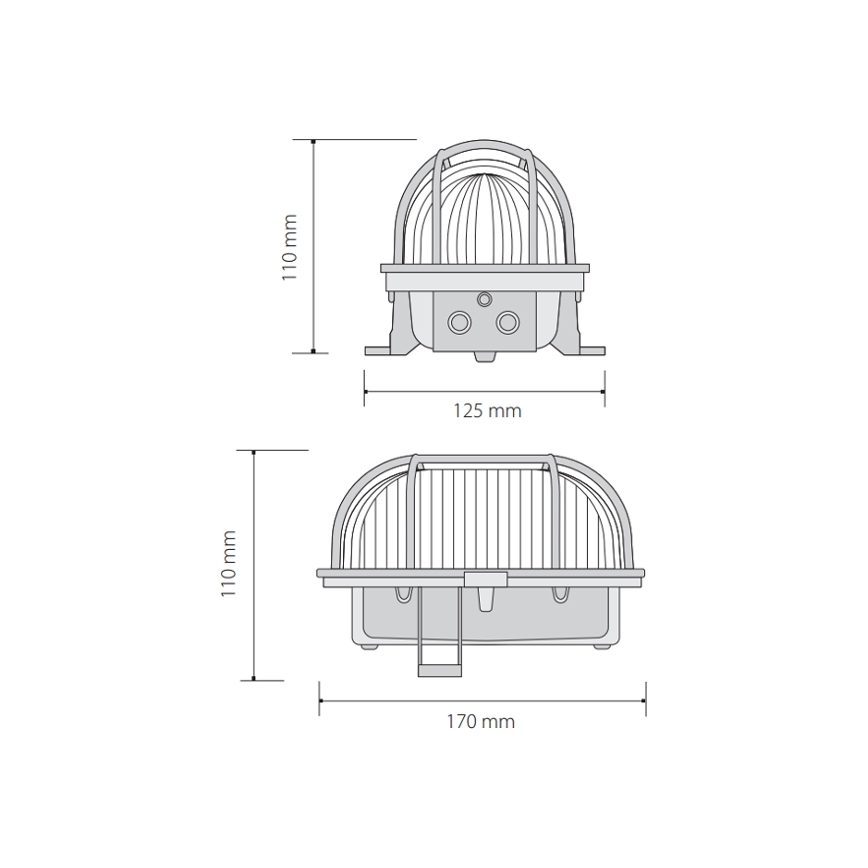 Vonkajšie stropné svietidlo OVAL 1xE27/60W/230V IP44