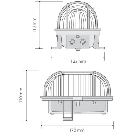 Vonkajšie stropné svietidlo OVAL 1xE27/60W/230V šedá IP44