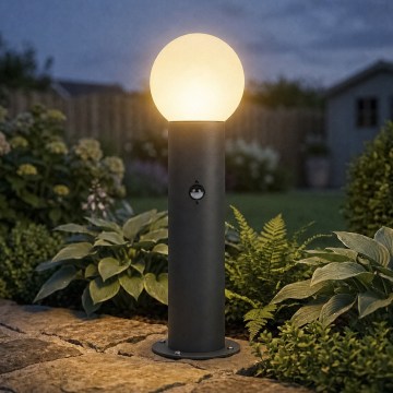 Vonkajšie svietidlo so snímačom pohybu a súmraku STONO 1xE27/15W/230V 50 cm IP65 antracit