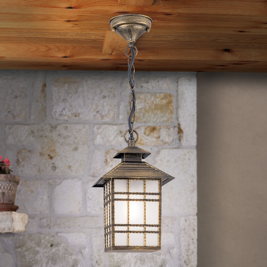 Vonkajšie závesné svietidlo KIKO 1xE27/11W/230V IP44 bronz/patina