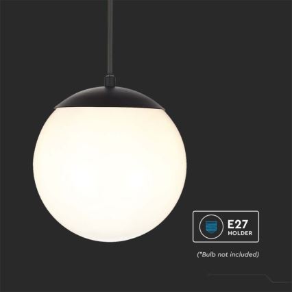 Vonkajšie závesné svietidlo na lane 1xE27/60W/230V pr. 20 cm IP44 čierne
