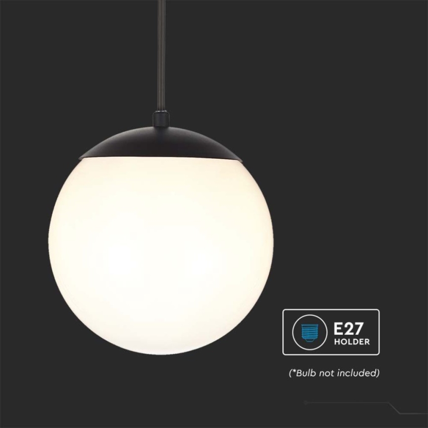 Vonkajšie závesné svietidlo na lane 1xE27/60W/230V pr. 20 cm IP44 čierne