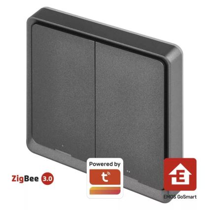 Vypínač 2-tlačidlový GoSmart 1xCR2430 Tuya čierna
