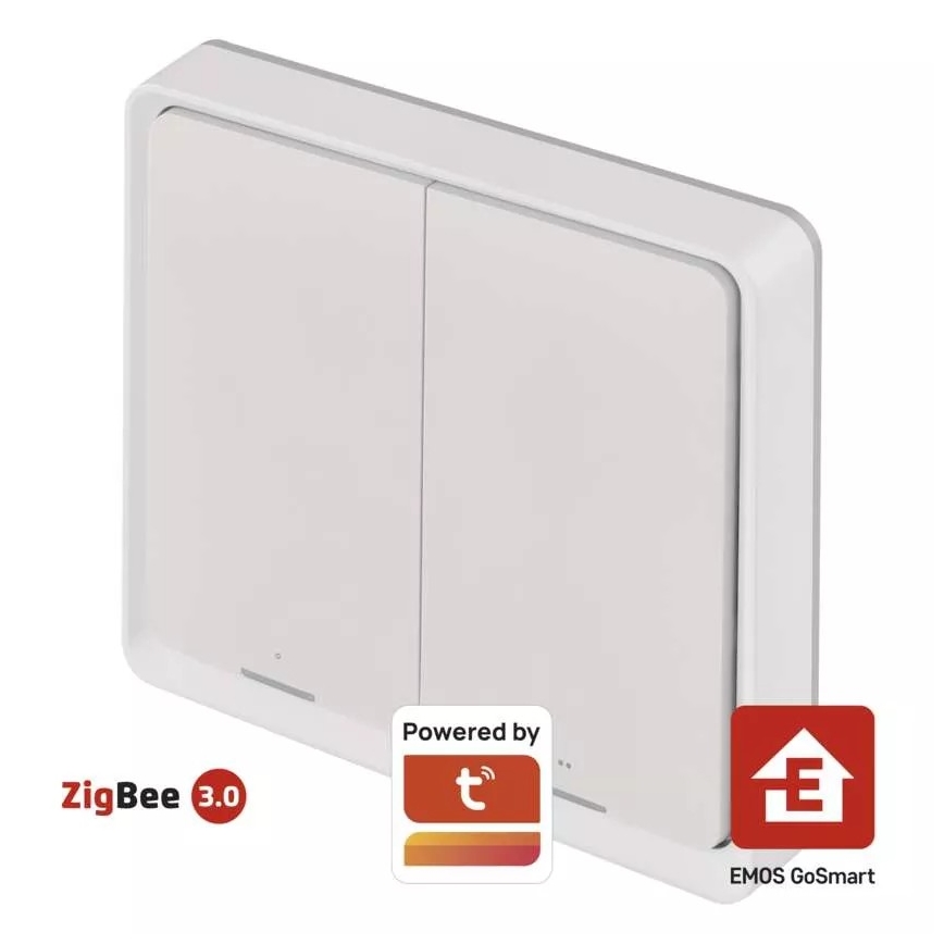 Vypínač 2-tlačidlový GoSmart Tuya biela