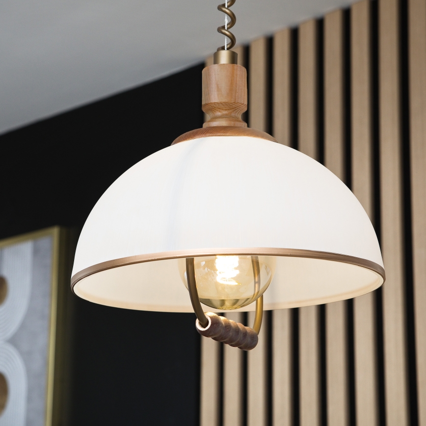 Výsuvný luster RAMONA 1xE27/60W/230V hnedá/biela/dub