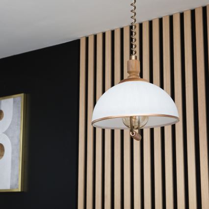 Výsuvný luster RAMONA 1xE27/60W/230V hnedá/biela/dub