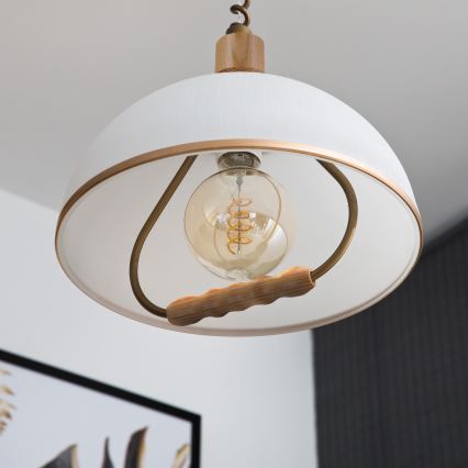 Výsuvný luster RAMONA 1xE27/60W/230V hnedá/biela/dub