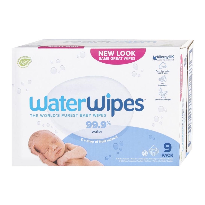 WaterWipes - SADA 9x Vlhčené obrúsky bez obsahu plastov 60 ks (540 ks)