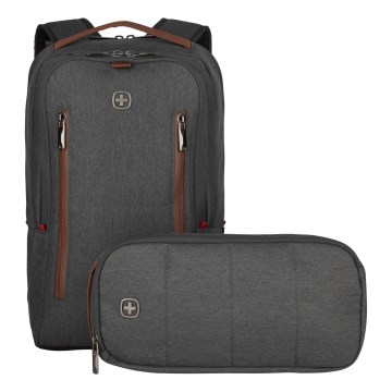 Wenger - Batoh na notebook 15 l 16" s vreckom na tablet 12" + crossbody taška City Upgrade 2v1 šedá