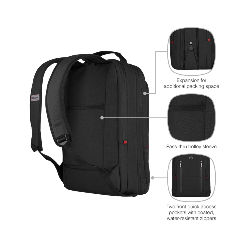 Wenger - Batoh na notebook 16 l 16" s vreckom na tablet 12" City Traveler čierna