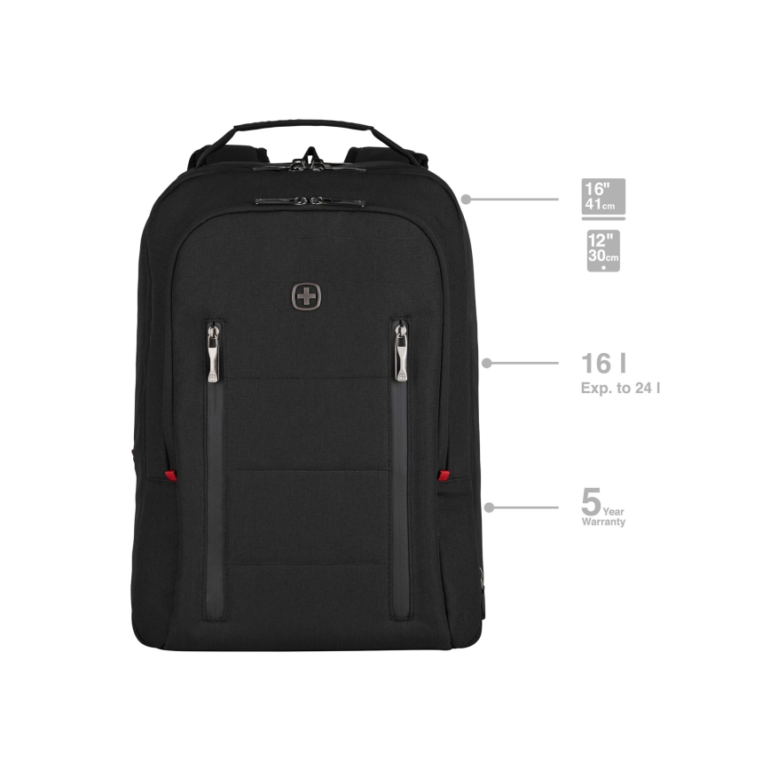 Wenger - Batoh na notebook 16 l 16" s vreckom na tablet 12" City Traveler čierna