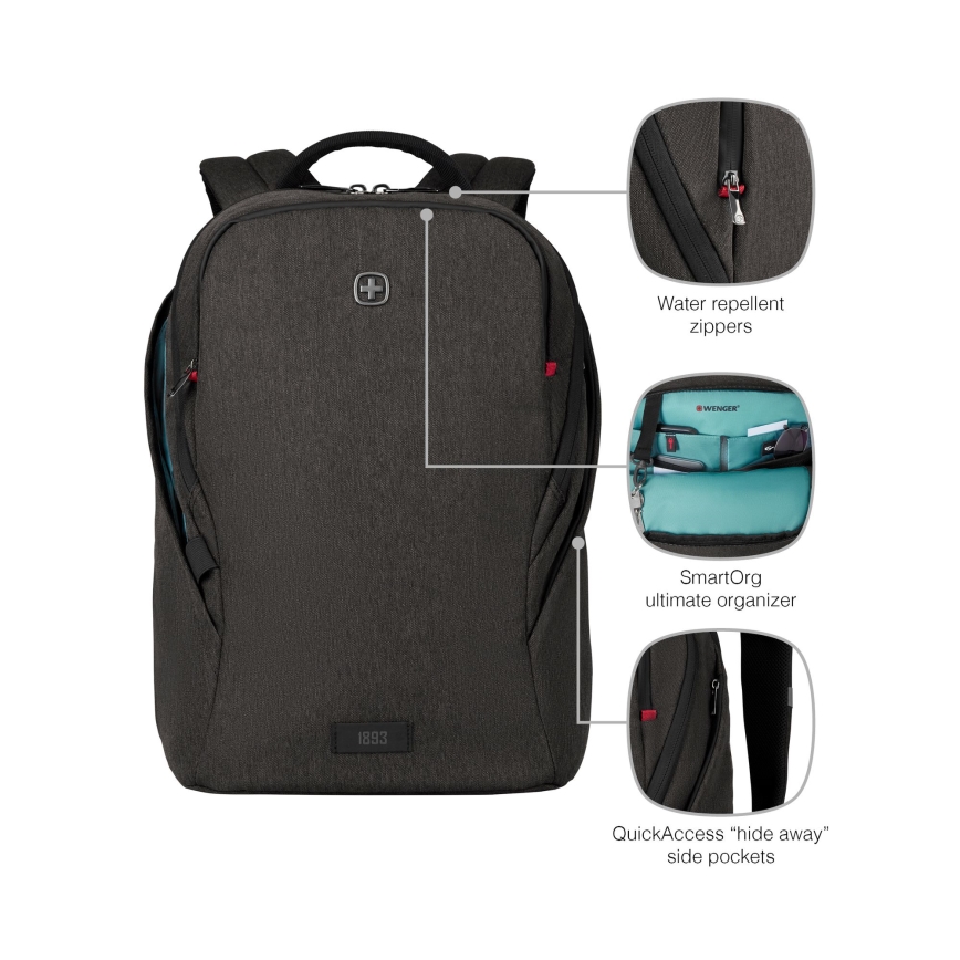 Wenger - Batoh na notebook 21 l 16" s vreckom na tablet 10" MX Light čierna