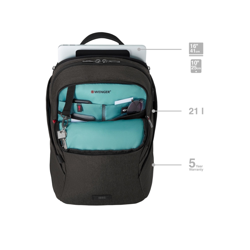 Wenger - Batoh na notebook 21 l 16" s vreckom na tablet 10" MX Light čierna