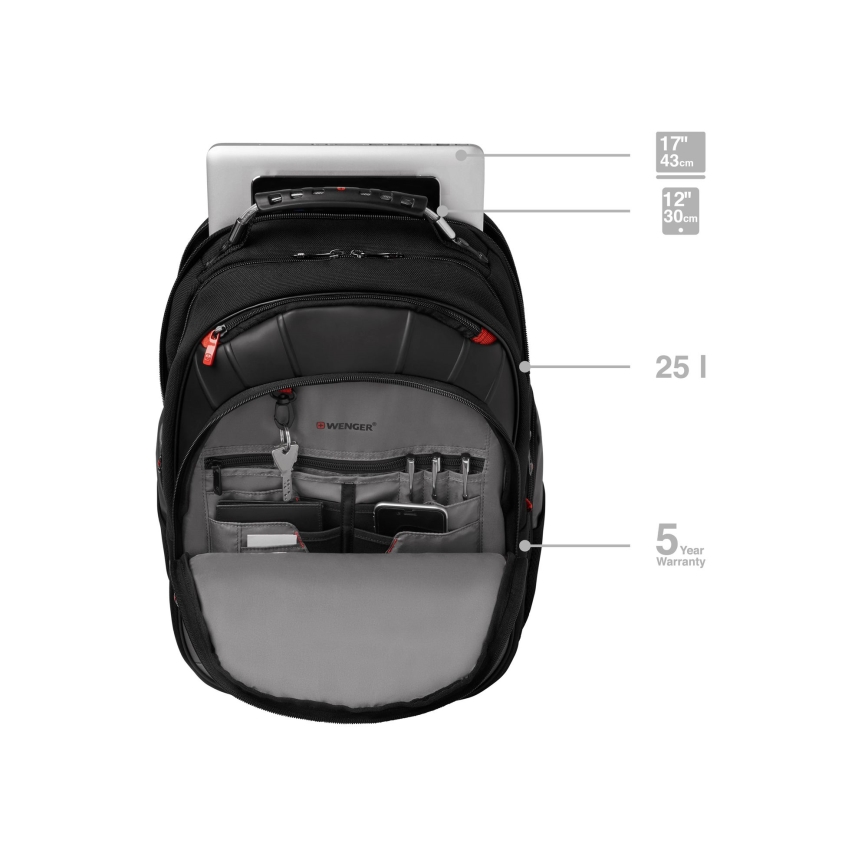 Wenger - Batoh na notebook 25 l 17" s vreckom na tablet 12" Pegasus čierna/šedá