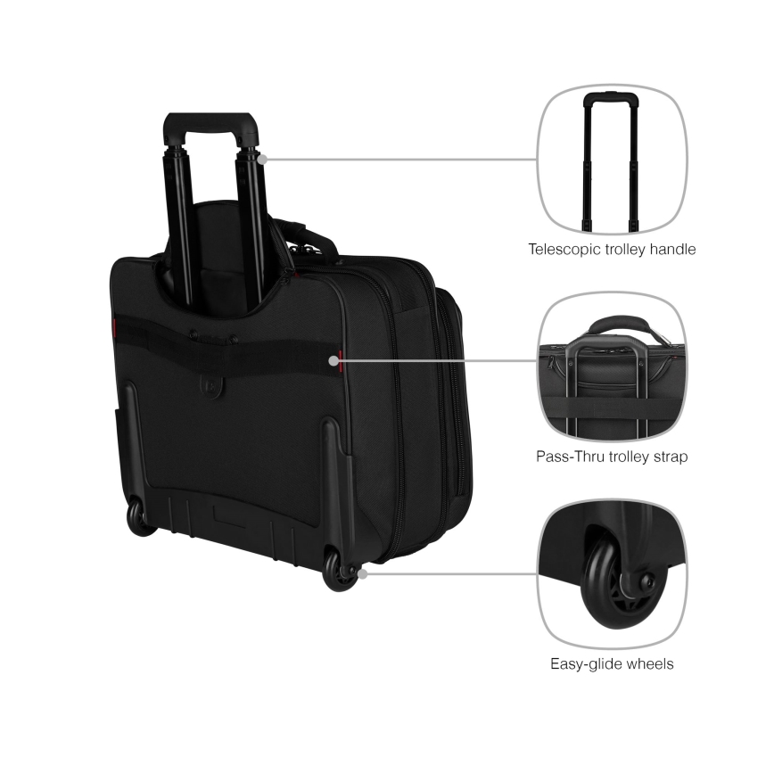 Wenger - Cestovná batožina na kolieskach 29 l + puzdro na notebook 15,6" Granada čierna