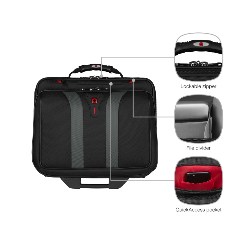 Wenger - Cestovná batožina na kolieskach 29 l + puzdro na notebook 15,6" Granada čierna