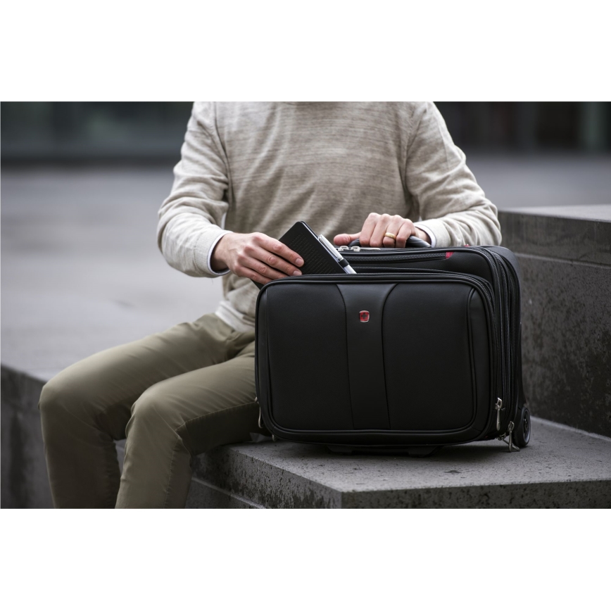 Wenger - Cestovný kufor na kolieskach 25 l 17" + taška na notebook 15,6" Patriot čierna