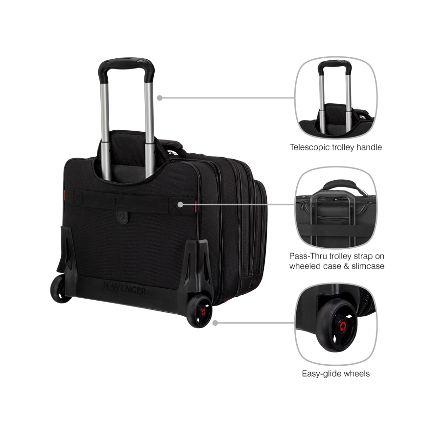 Wenger - Cestovný kufor na kolieskach 25 l 17" + taška na notebook 15,6" Patriot čierna