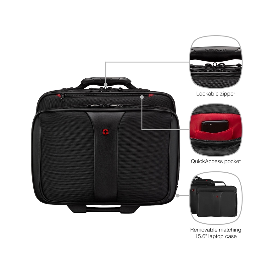 Wenger - Cestovný kufor na kolieskach 25 l 17" + taška na notebook 15,6" Patriot čierna
