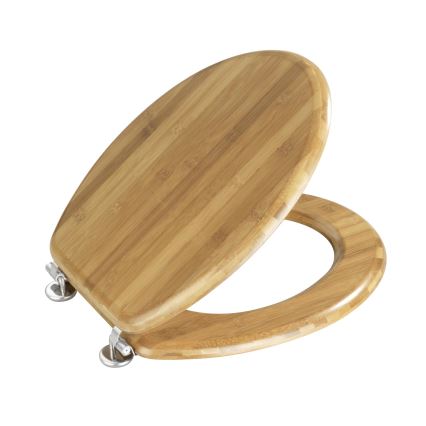 WENKO 144726100 - Toaletné sedadlo BAMBOO 34x41 cm hnedé/strieborné