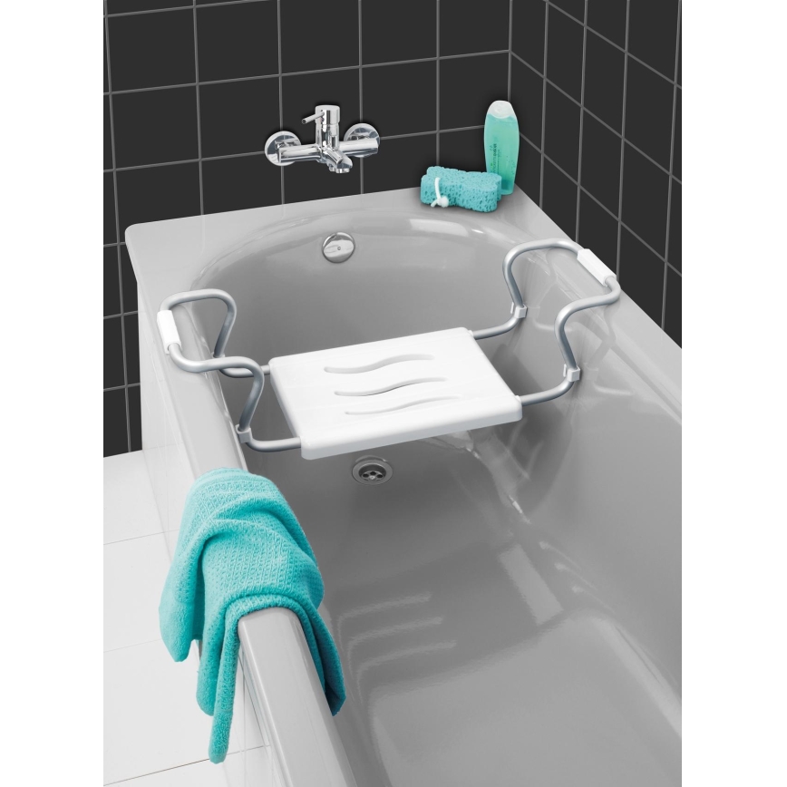 WENKO 17930100-Sedátko do vane SECURA 26x18 cm biela/strieborná
