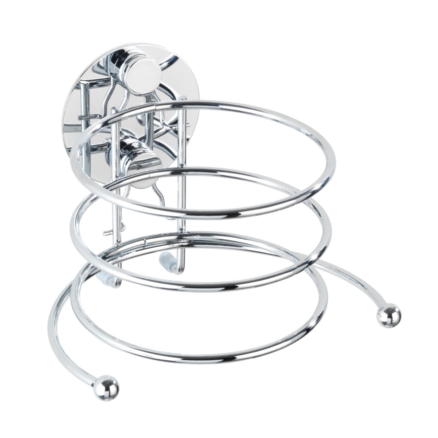WENKO 18770100-Držiak na fén TURBO-LOC okrúhly oceľový 14x11,5 cm lesklý chróm