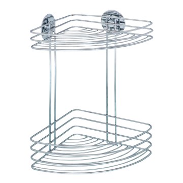 WENKO 18914100 - Rohová polica TURBO-LOC, okrúhla oceľová, 26,5x33 cm, lesklý chróm