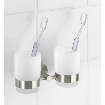 WENKO 19638100 - Držiak na zubné kefky BOSIO MATT 17,5x9,5 cm nerez/strieborný