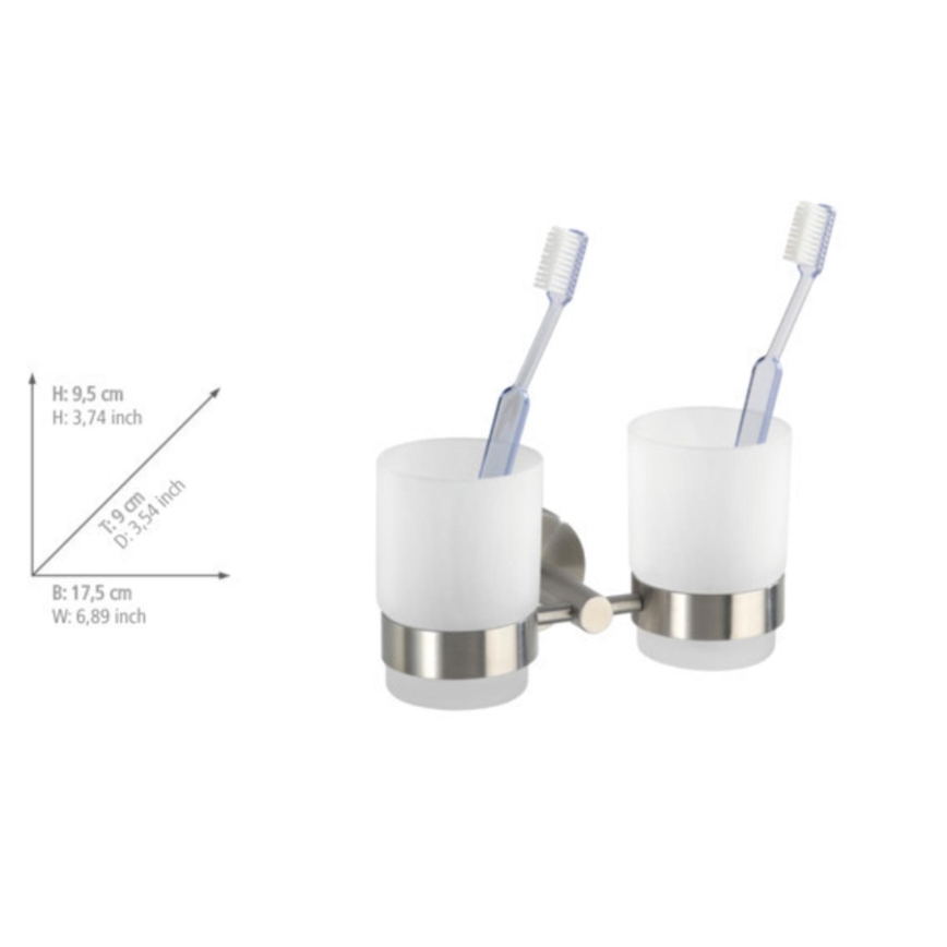WENKO 19638100 - Držiak na zubné kefky BOSIO MATT 17,5x9,5 cm nerez/strieborný