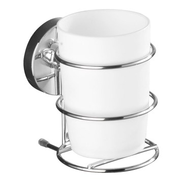 WENKO 20880100-Kelímok VACUUM-LOC MILAZZO 7,5x11,5 cm lesklý chróm/biela