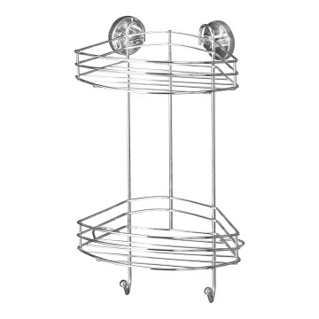 WENKO 20885100-Rohová polica VACUUM-LOC RUND STAH 24,5x41 cm lesklý chróm