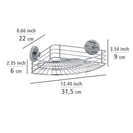 WENKO 20887100-Polica VACUUM-LOC RUND STAH 31x22,5 cm lesklý chróm