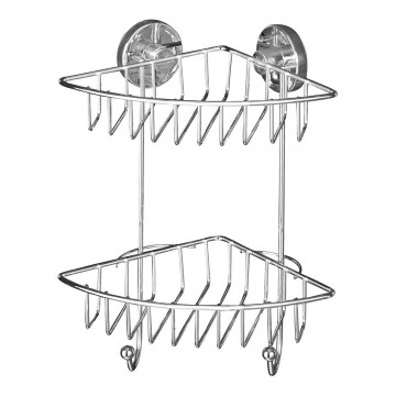 WENKO 20888100 - Rohový regál VACUUM-LOC okrúhly oceľový 22,5 x 29,5 cm, lesklý chróm