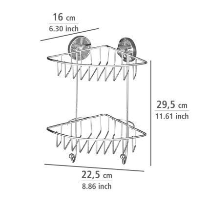 WENKO 20888100 - Rohový regál VACUUM-LOC okrúhly oceľový 22,5 x 29,5 cm, lesklý chróm